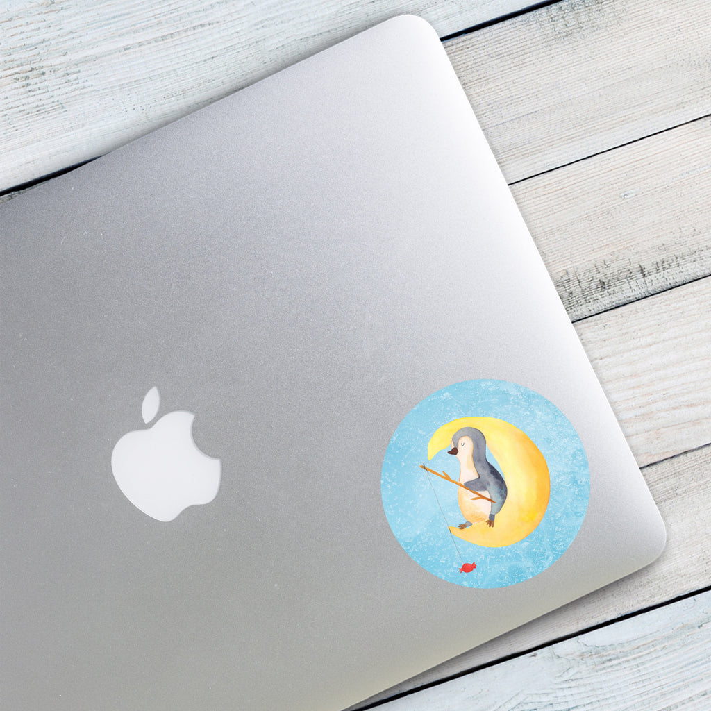 80mm Rund Aufkleber Pinguin Mond Sticker, Aufkleber, Etikett, Pinguin, Pinguine, Spruch, schlafen, Nachtruhe, Einschlafen, Schlafzimmer, Schlafstörungen, Gästezimmer