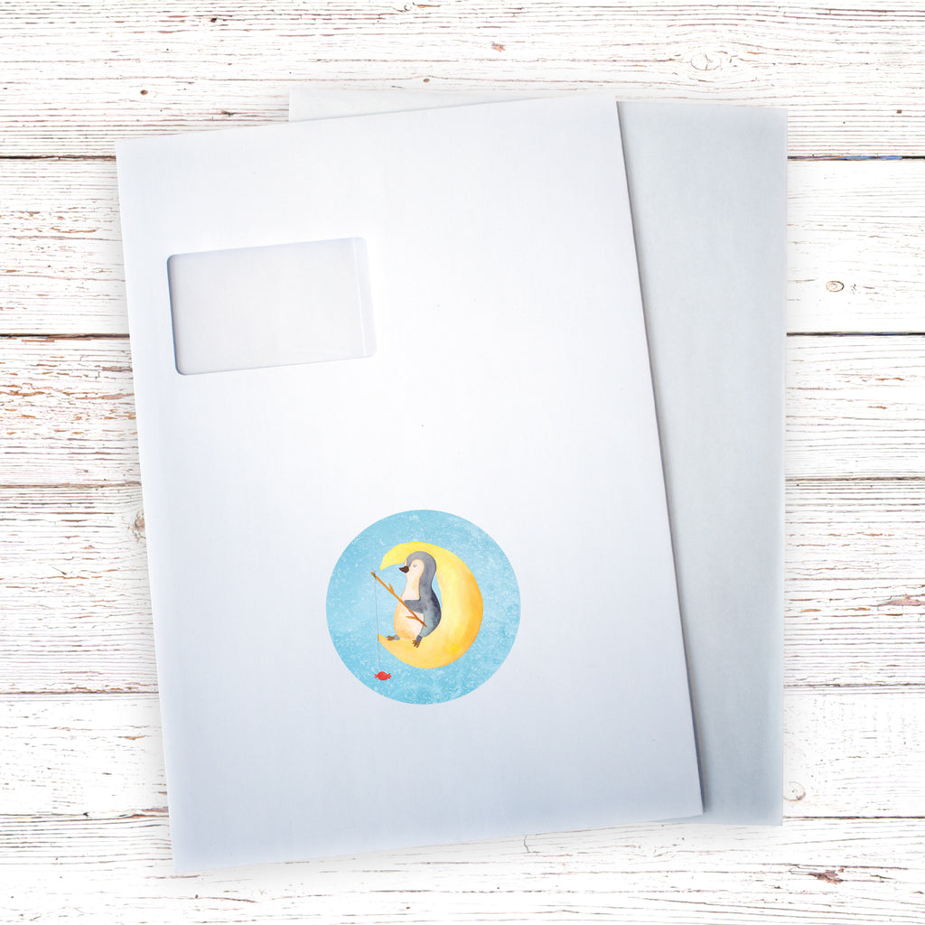 80mm Rund Aufkleber Pinguin Mond Sticker, Aufkleber, Etikett, Pinguin, Pinguine, Spruch, schlafen, Nachtruhe, Einschlafen, Schlafzimmer, Schlafstörungen, Gästezimmer