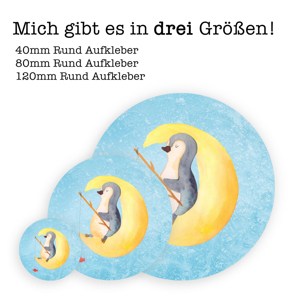 80mm Rund Aufkleber Pinguin Mond Sticker, Aufkleber, Etikett, Pinguin, Pinguine, Spruch, schlafen, Nachtruhe, Einschlafen, Schlafzimmer, Schlafstörungen, Gästezimmer