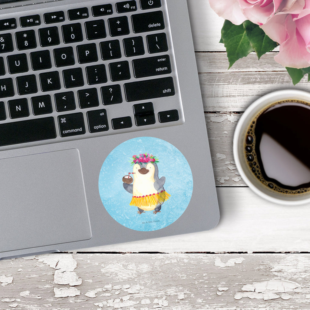 80mm Rund Aufkleber Pinguin Kokosnuss Sticker, Aufkleber, Etikett, Pinguin, Aloha, Hawaii, Urlaub, Kokosnuss, Pinguine
