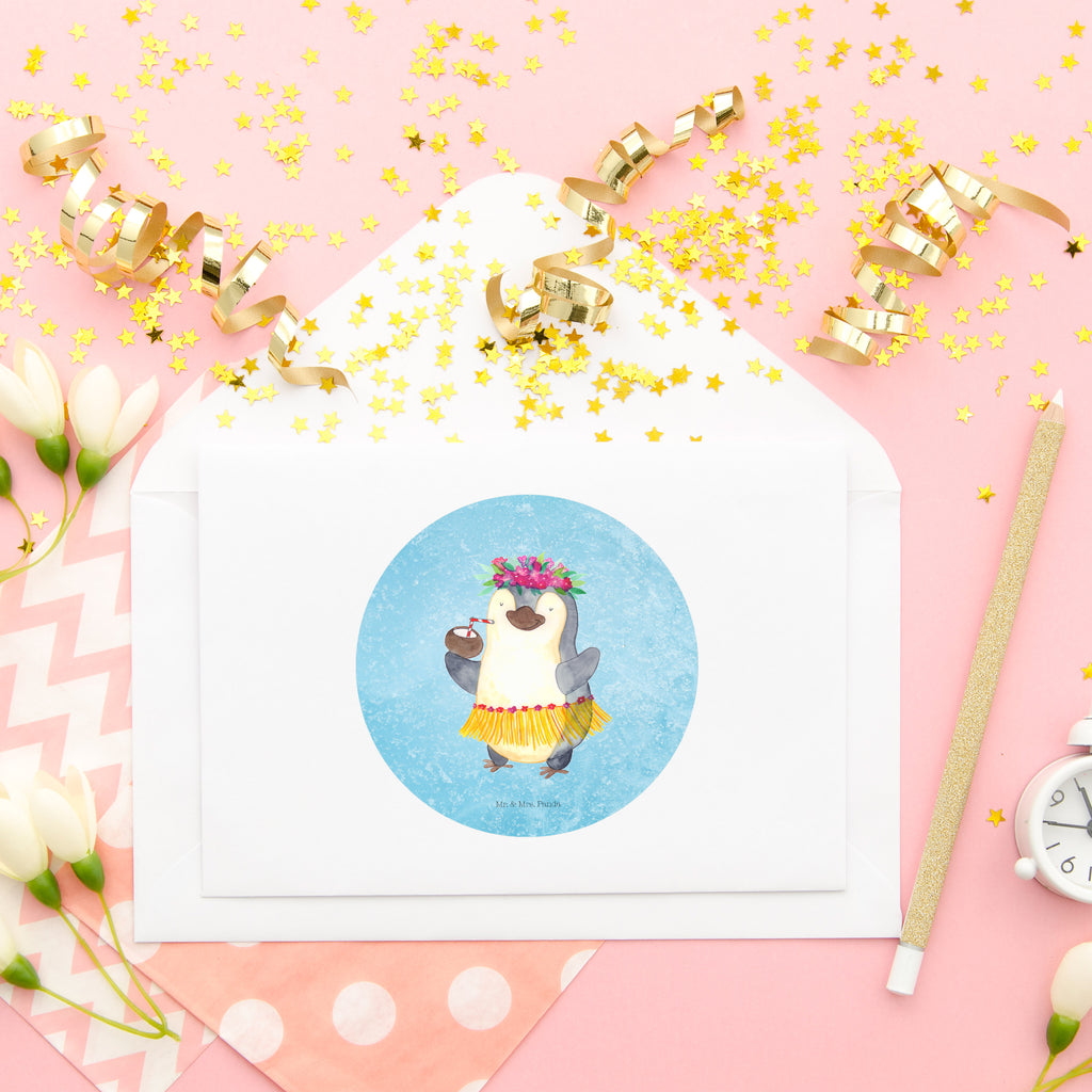 80mm Rund Aufkleber Pinguin Kokosnuss Sticker, Aufkleber, Etikett, Pinguin, Aloha, Hawaii, Urlaub, Kokosnuss, Pinguine