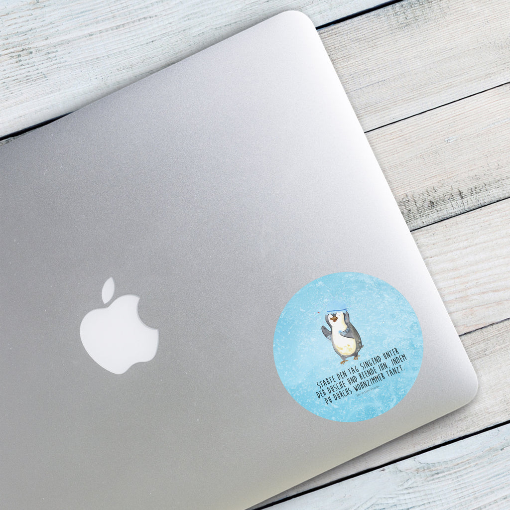 80mm Rund Aufkleber Pinguin duscht