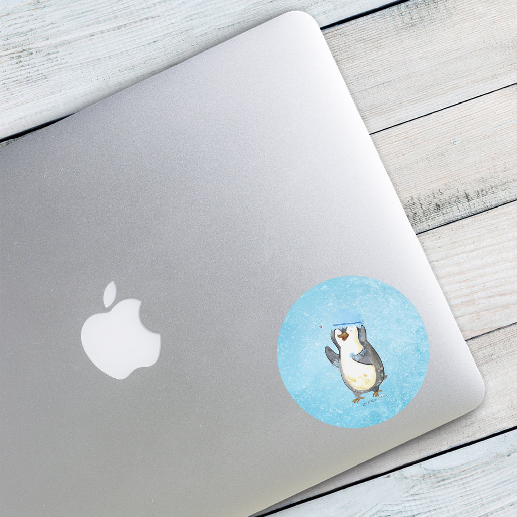 80mm Rund Aufkleber Pinguin duscht