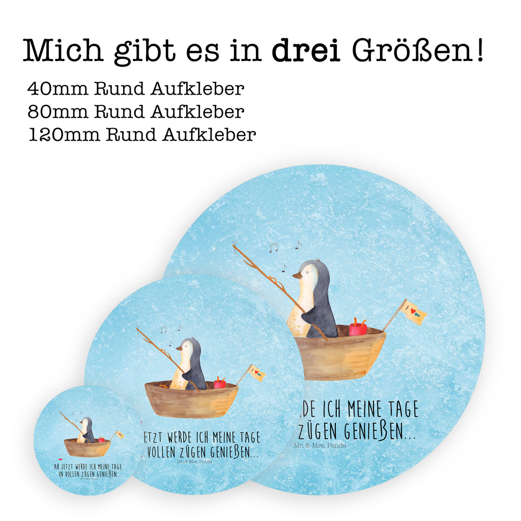 40mm Rund Aufkleber Pinguin Angelboot Sticker, Aufkleber, Etikett, Pinguin, Pinguine, Angeln, Boot, Angelboot, Lebenslust, Leben, genießen, Motivation, Neustart, Neuanfang, Trennung, Scheidung, Geschenkidee Liebeskummer