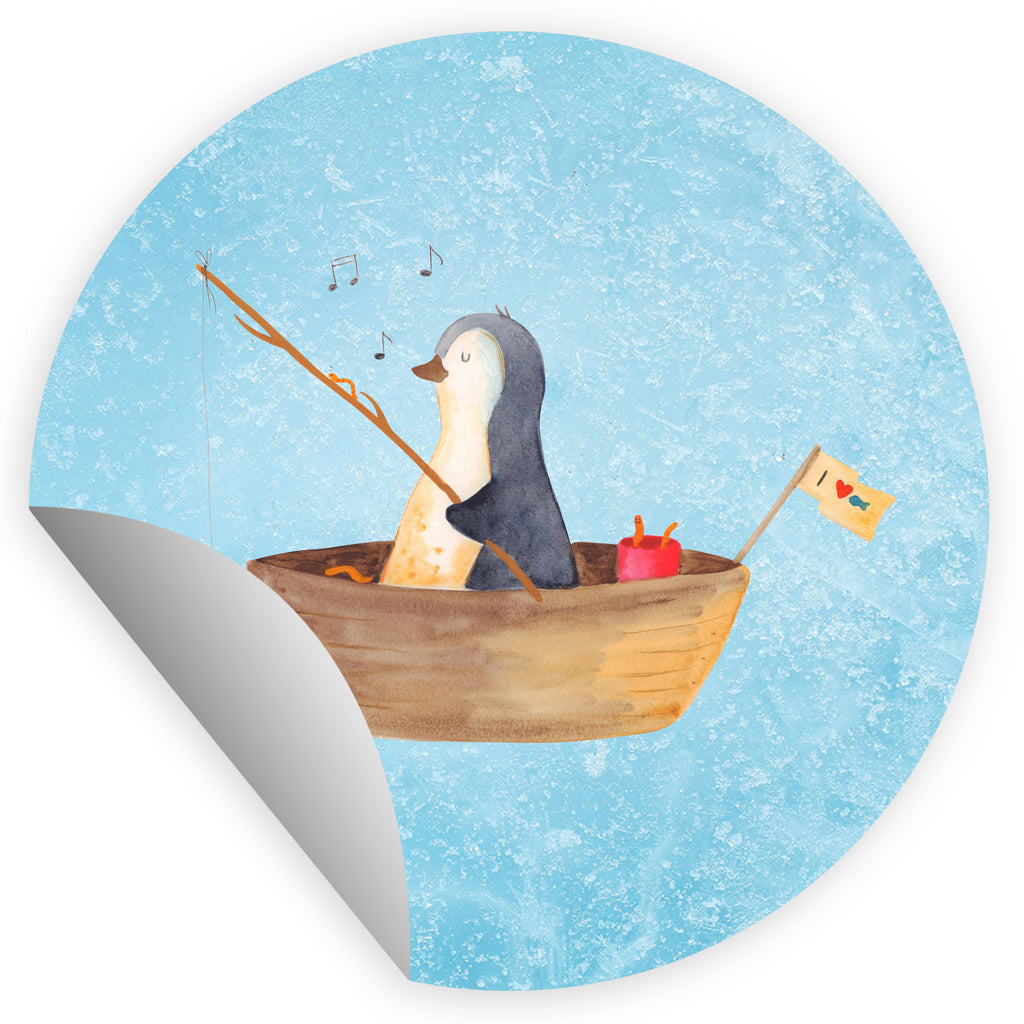 40mm Rund Aufkleber Pinguin Angelboot Sticker, Aufkleber, Etikett, Pinguin, Pinguine, Angeln, Boot, Angelboot, Lebenslust, Leben, genießen, Motivation, Neustart, Neuanfang, Trennung, Scheidung, Geschenkidee Liebeskummer