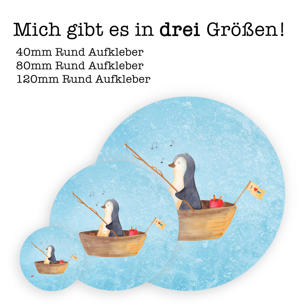 40mm Rund Aufkleber Pinguin Angelboot Sticker, Aufkleber, Etikett, Pinguin, Pinguine, Angeln, Boot, Angelboot, Lebenslust, Leben, genießen, Motivation, Neustart, Neuanfang, Trennung, Scheidung, Geschenkidee Liebeskummer