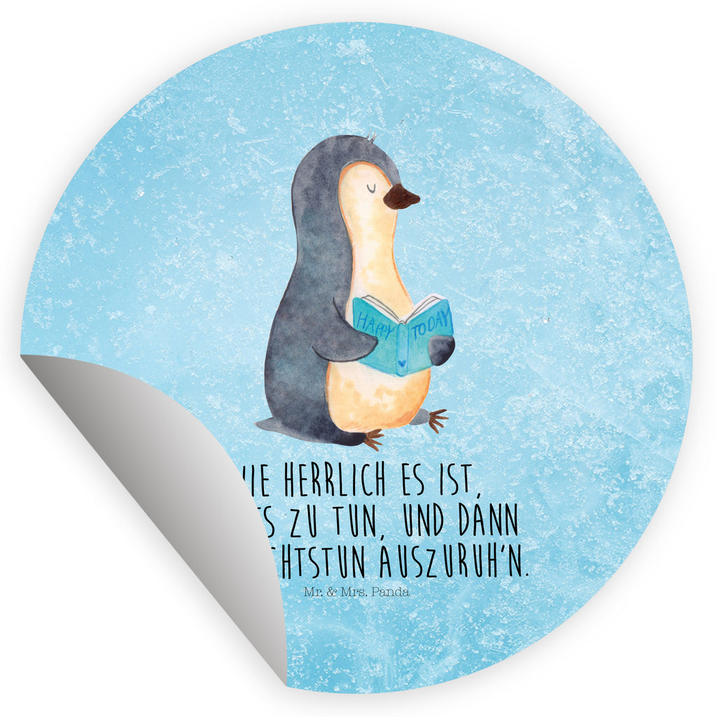40mm Rund Aufkleber Pinguin Buch Sticker, Aufkleber, Etikett, Pinguin, Pinguine, Buch, Lesen, Bücherwurm, Nichtstun, Faulenzen, Ferien, Urlaub, Freizeit