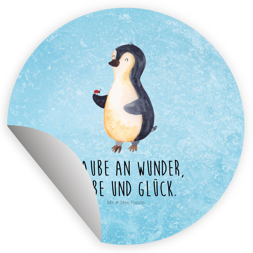40mm Rund Aufkleber Pinguin Marienkäfer Sticker, Aufkleber, Etikett, Pinguin, Pinguine, Marienkäfer, Liebe, Wunder, Glück, Freude, Lebensfreude