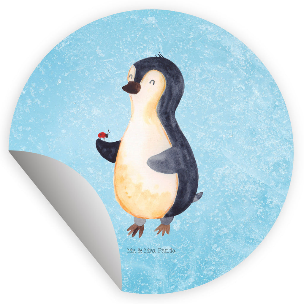 40mm Rund Aufkleber Pinguin Marienkäfer Sticker, Aufkleber, Etikett, Pinguin, Pinguine, Marienkäfer, Liebe, Wunder, Glück, Freude, Lebensfreude