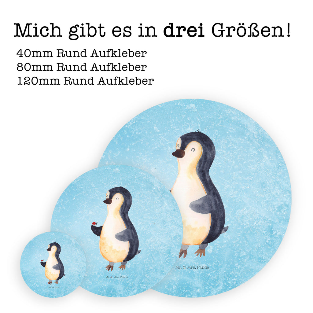 40mm Rund Aufkleber Pinguin Marienkäfer Sticker, Aufkleber, Etikett, Pinguin, Pinguine, Marienkäfer, Liebe, Wunder, Glück, Freude, Lebensfreude