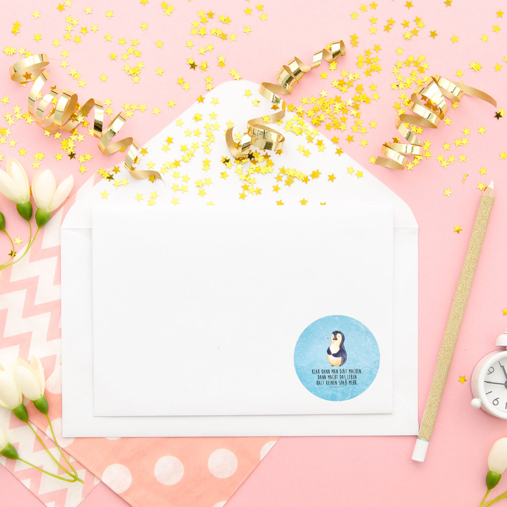 40mm Rund Aufkleber Pinguin Diät Sticker, Aufkleber, Etikett, Pinguin, Pinguine, Diät, Abnehmen, Abspecken, Gewicht, Motivation, Selbstliebe, Körperliebe, Selbstrespekt