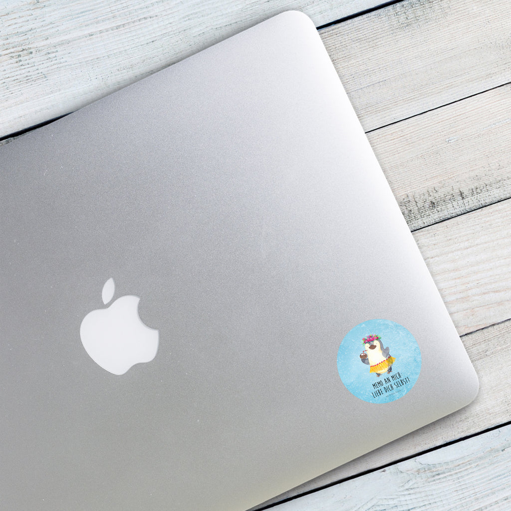 40mm Rund Aufkleber Pinguin Kokosnuss Sticker, Aufkleber, Etikett, Pinguin, Aloha, Hawaii, Urlaub, Kokosnuss, Pinguine
