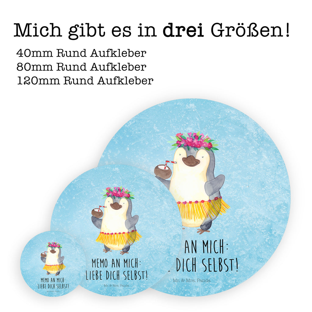 40mm Rund Aufkleber Pinguin Kokosnuss Sticker, Aufkleber, Etikett, Pinguin, Aloha, Hawaii, Urlaub, Kokosnuss, Pinguine