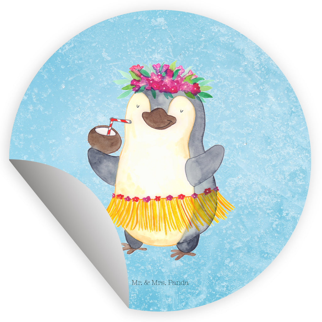 40mm Rund Aufkleber Pinguin Kokosnuss Sticker, Aufkleber, Etikett, Pinguin, Aloha, Hawaii, Urlaub, Kokosnuss, Pinguine