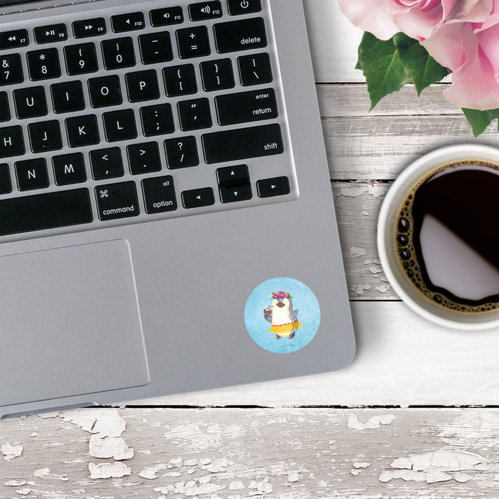 40mm Rund Aufkleber Pinguin Kokosnuss Sticker, Aufkleber, Etikett, Pinguin, Aloha, Hawaii, Urlaub, Kokosnuss, Pinguine
