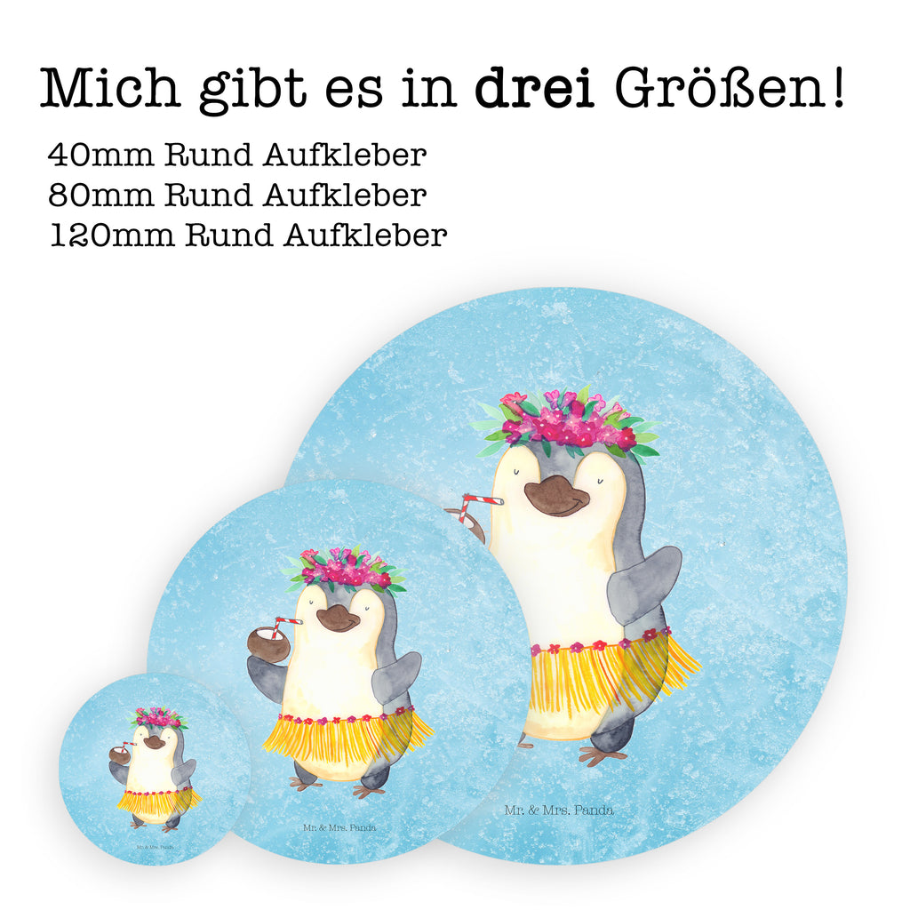 40mm Rund Aufkleber Pinguin Kokosnuss Sticker, Aufkleber, Etikett, Pinguin, Aloha, Hawaii, Urlaub, Kokosnuss, Pinguine