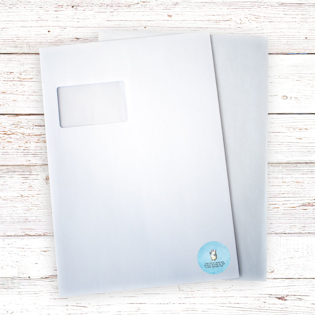 40mm Rund Aufkleber Pinguin duscht Sticker, Aufkleber, Etikett, Pinguin, Pinguine, Dusche, duschen, Lebensmotto, Motivation, Neustart, Neuanfang, glücklich sein