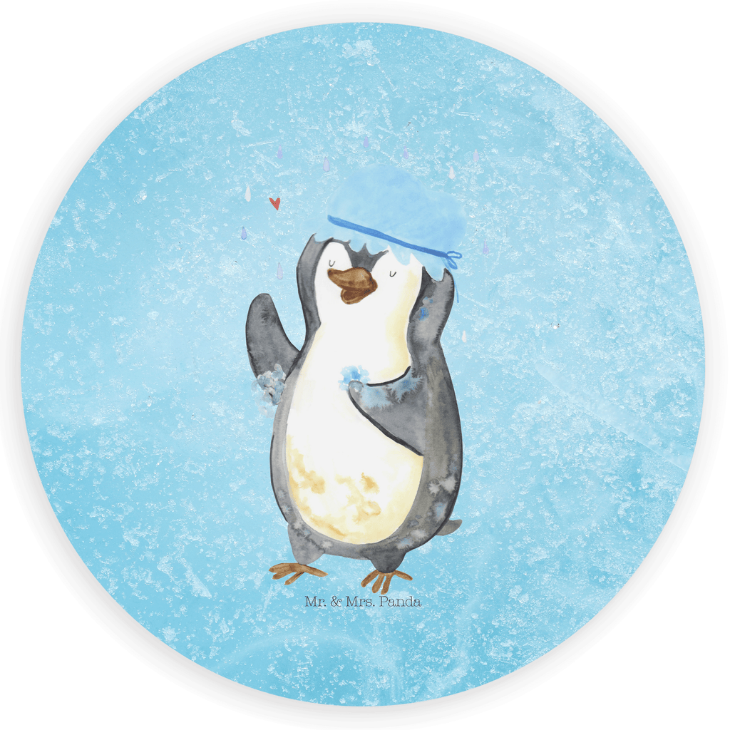 40mm Rund Aufkleber Pinguin duscht Sticker, Aufkleber, Etikett, Pinguin, Pinguine, Dusche, duschen, Lebensmotto, Motivation, Neustart, Neuanfang, glücklich sein