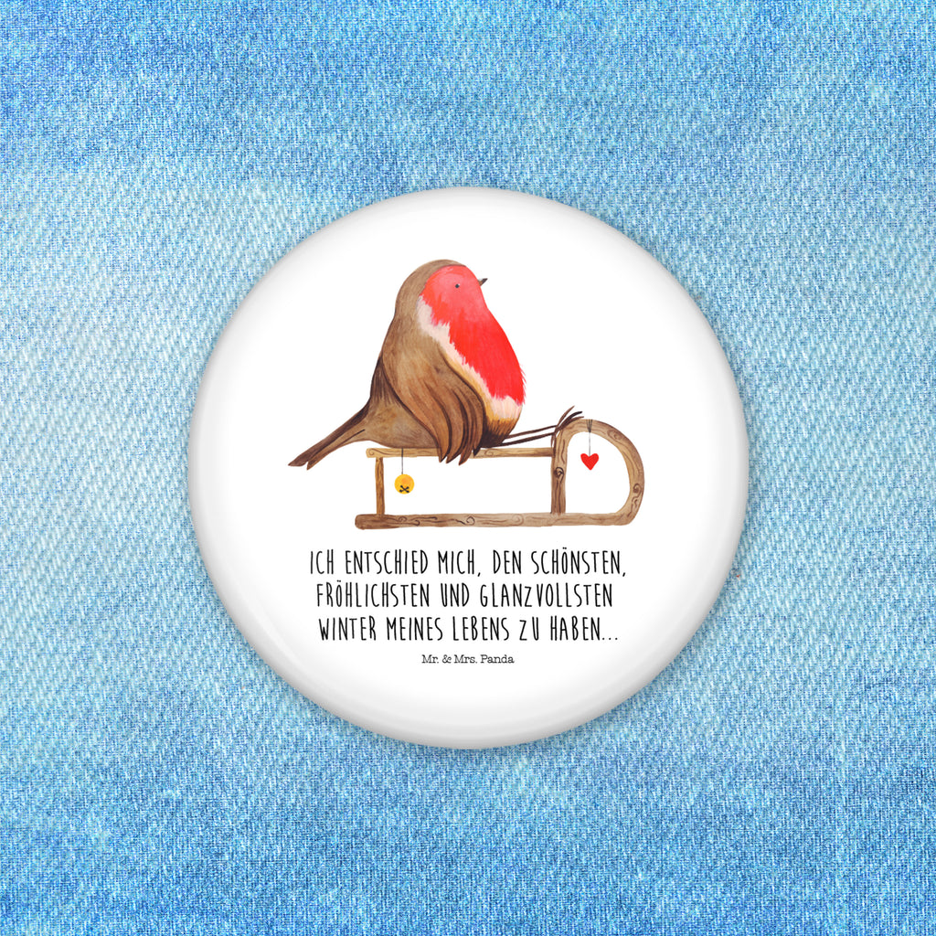 50mm Button Rotkehlchen Schlitten 50mm Button, Button, Pin, Anstecknadel, Winter, Weihnachten, Weihnachtsdeko, Nikolaus, Advent, Heiligabend, Wintermotiv, Schlitten, Vogel