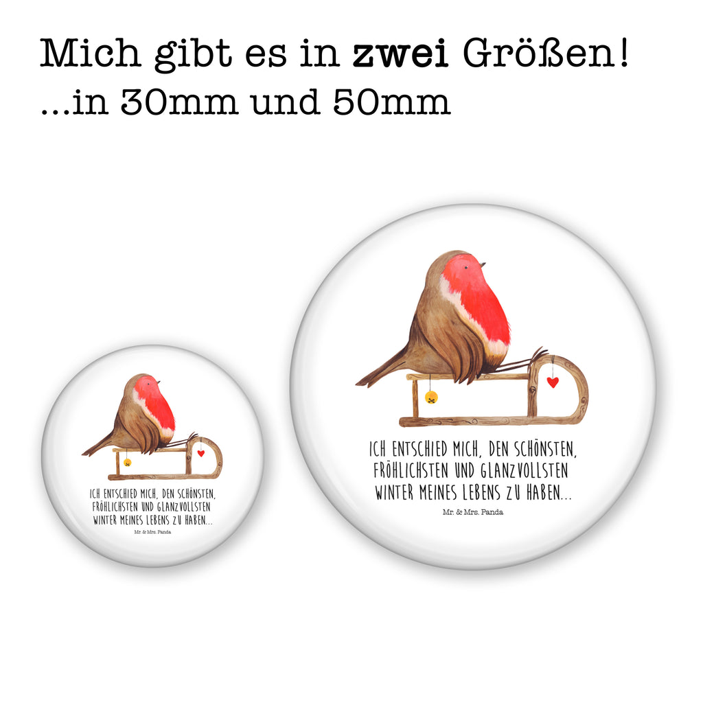 50mm Button Rotkehlchen Schlitten 50mm Button, Button, Pin, Anstecknadel, Winter, Weihnachten, Weihnachtsdeko, Nikolaus, Advent, Heiligabend, Wintermotiv, Schlitten, Vogel