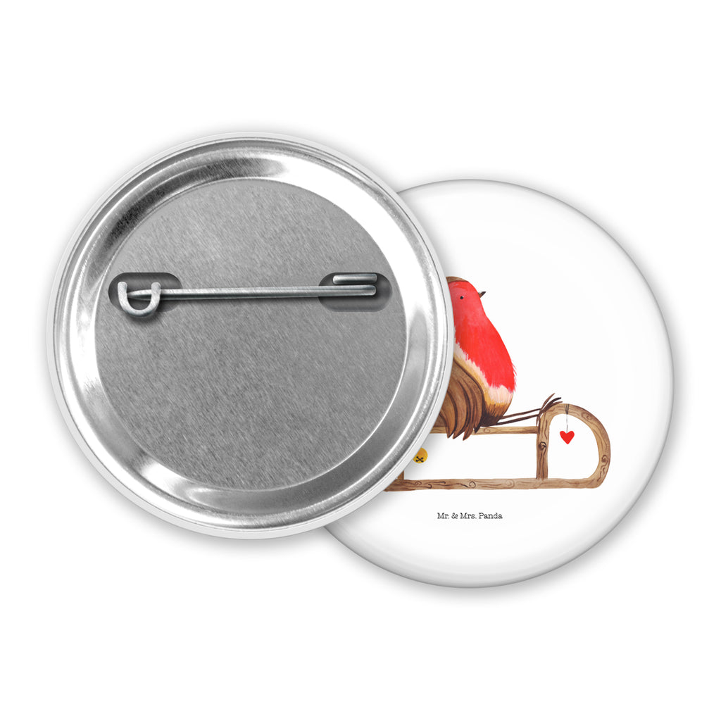 50mm Button Rotkehlchen Schlitten 50mm Button, Button, Pin, Anstecknadel, Winter, Weihnachten, Weihnachtsdeko, Nikolaus, Advent, Heiligabend, Wintermotiv, Schlitten, Vogel