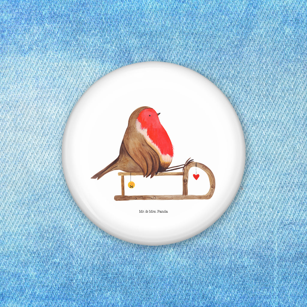 50mm Button Rotkehlchen Schlitten 50mm Button, Button, Pin, Anstecknadel, Winter, Weihnachten, Weihnachtsdeko, Nikolaus, Advent, Heiligabend, Wintermotiv, Schlitten, Vogel