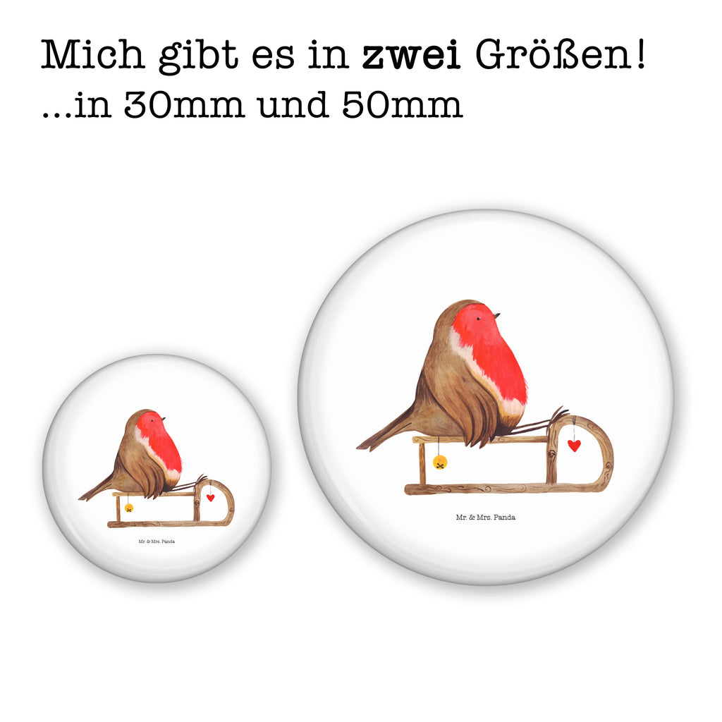 50mm Button Rotkehlchen Schlitten 50mm Button, Button, Pin, Anstecknadel, Winter, Weihnachten, Weihnachtsdeko, Nikolaus, Advent, Heiligabend, Wintermotiv, Schlitten, Vogel