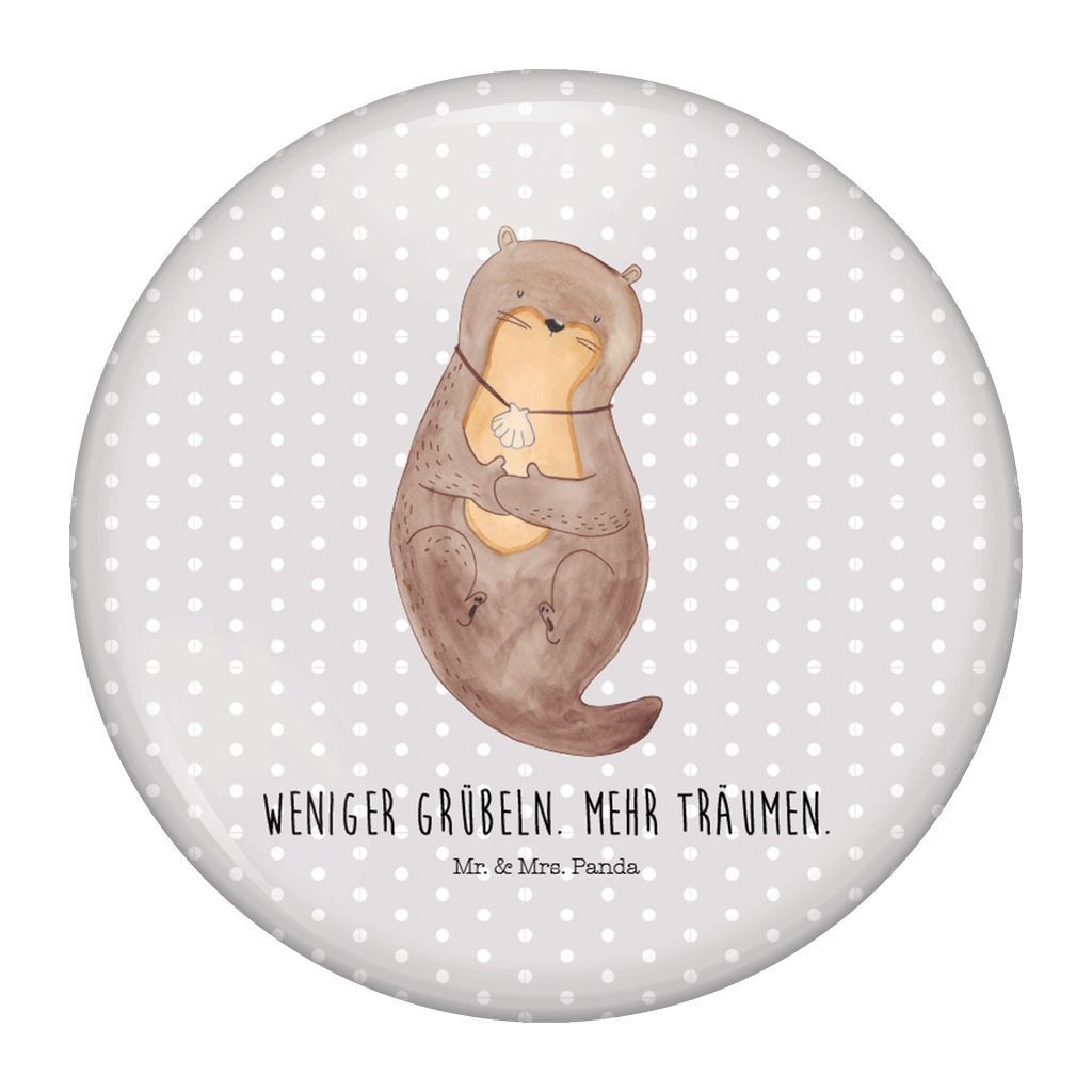 50mm Button Otter mit Muschelmedaillon 50mm Button, Button, Pin, Anstecknadel, Otter, Fischotter, Seeotter, Otterliebe, grübeln, träumen, Motivation, Tagträumen, Büro