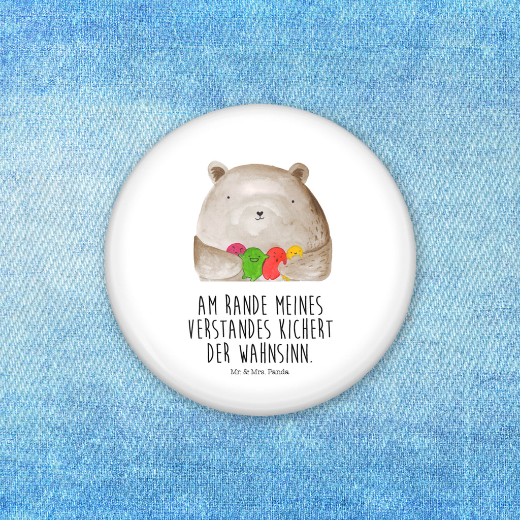 50mm Button Bär Gefühl 50mm Button, Button, Pin, Anstecknadel, Bär, Teddy, Teddybär, Wahnsinn, Verrückt, Durchgedreht