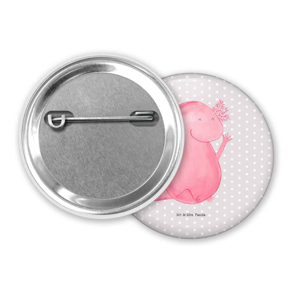 50mm Button Axolotl Hurra 50mm Button, Button, Pin, Anstecknadel, Axolotl, Molch, Axolot, Schwanzlurch, Lurch, Lurche, fröhlich, Spaß, Freude, Motivation, Zufriedenheit