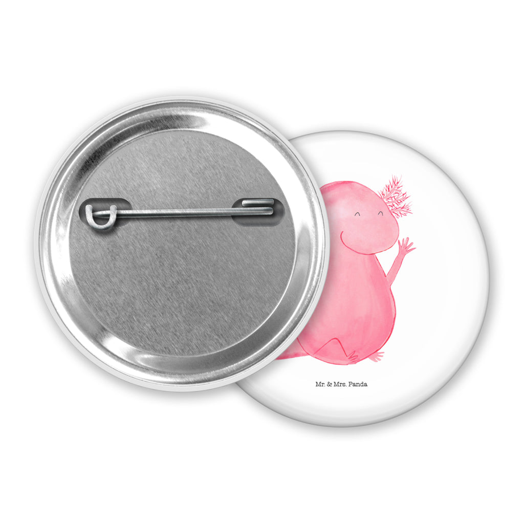 50mm Button Axolotl Hurra 50mm Button, Button, Pin, Anstecknadel, Axolotl, Molch, Axolot, Schwanzlurch, Lurch, Lurche, fröhlich, Spaß, Freude, Motivation, Zufriedenheit