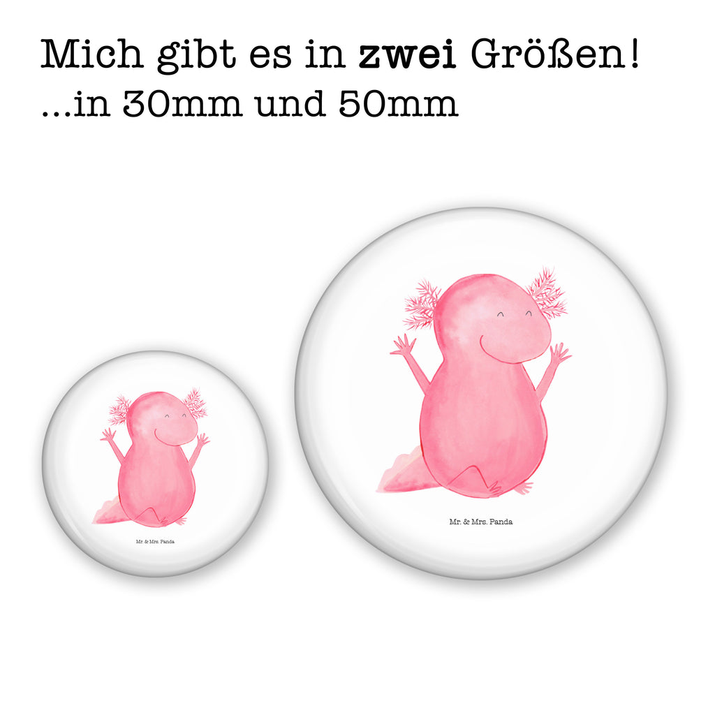 50mm Button Axolotl Hurra 50mm Button, Button, Pin, Anstecknadel, Axolotl, Molch, Axolot, Schwanzlurch, Lurch, Lurche, fröhlich, Spaß, Freude, Motivation, Zufriedenheit