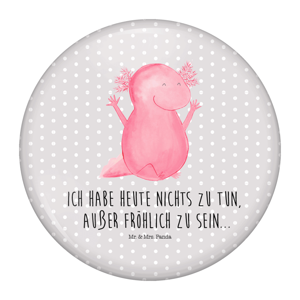 50mm Button Axolotl Hurra 50mm Button, Button, Pin, Anstecknadel, Axolotl, Molch, Axolot, Schwanzlurch, Lurch, Lurche, fröhlich, Spaß, Freude, Motivation, Zufriedenheit