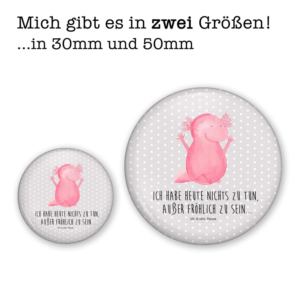 50mm Button Axolotl Hurra 50mm Button, Button, Pin, Anstecknadel, Axolotl, Molch, Axolot, Schwanzlurch, Lurch, Lurche, fröhlich, Spaß, Freude, Motivation, Zufriedenheit
