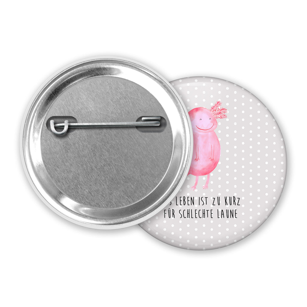 50mm Button Axolotl glücklich 50mm Button, Button, Pin, Anstecknadel, Axolotl, Molch, Axolot, Schwanzlurch, Lurch, Lurche, Motivation, gute Laune
