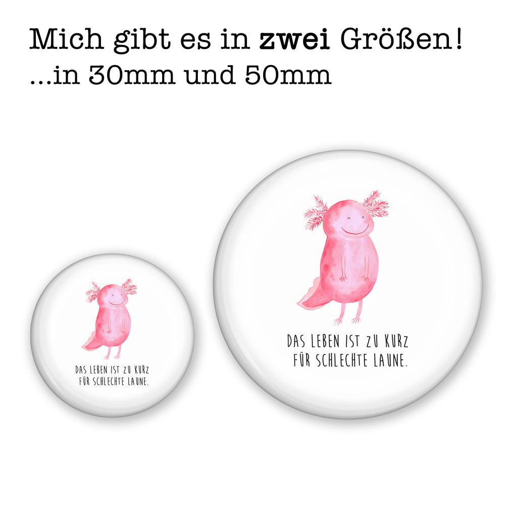 50mm Button Axolotl glücklich 50mm Button, Button, Pin, Anstecknadel, Axolotl, Molch, Axolot, Schwanzlurch, Lurch, Lurche, Motivation, gute Laune