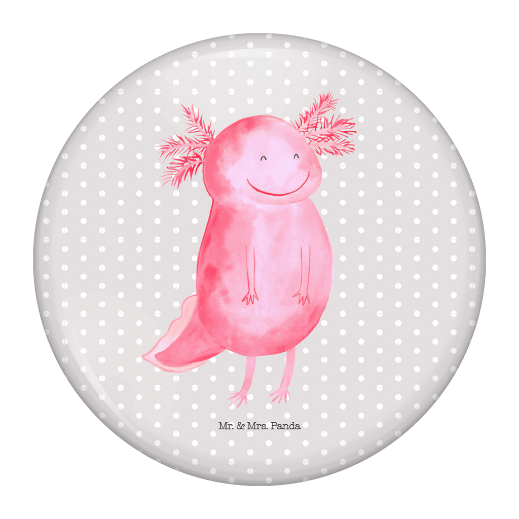 50mm Button Axolotl glücklich 50mm Button, Button, Pin, Anstecknadel, Axolotl, Molch, Axolot, Schwanzlurch, Lurch, Lurche, Motivation, gute Laune