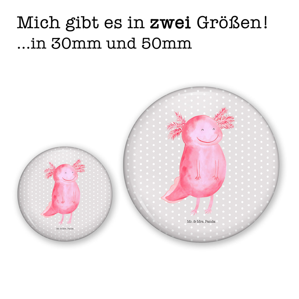 50mm Button Axolotl glücklich 50mm Button, Button, Pin, Anstecknadel, Axolotl, Molch, Axolot, Schwanzlurch, Lurch, Lurche, Motivation, gute Laune