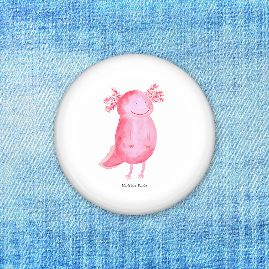 50mm Button Axolotl glücklich 50mm Button, Button, Pin, Anstecknadel, Axolotl, Molch, Axolot, Schwanzlurch, Lurch, Lurche, Motivation, gute Laune