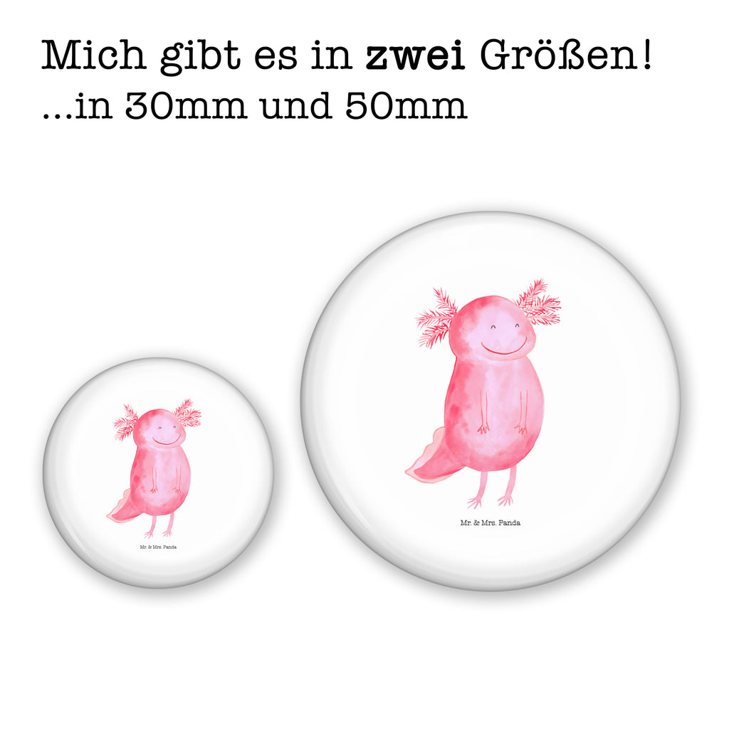 50mm Button Axolotl glücklich 50mm Button, Button, Pin, Anstecknadel, Axolotl, Molch, Axolot, Schwanzlurch, Lurch, Lurche, Motivation, gute Laune
