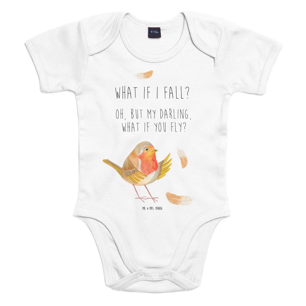 Organic Baby Body Rotkehlchen mit Federn Babykleidung, Babystrampler, Strampler, Wickelbody, Baby Erstausstattung, Junge, Mädchen, Tiermotive, Gute Laune, lustige Sprüche, Tiere, What if i fall, Rotkehlchen, Spruch Motivation, Spruch Mut, Vogel, Motivation Sprüche, Motivationsbilder, fliegen