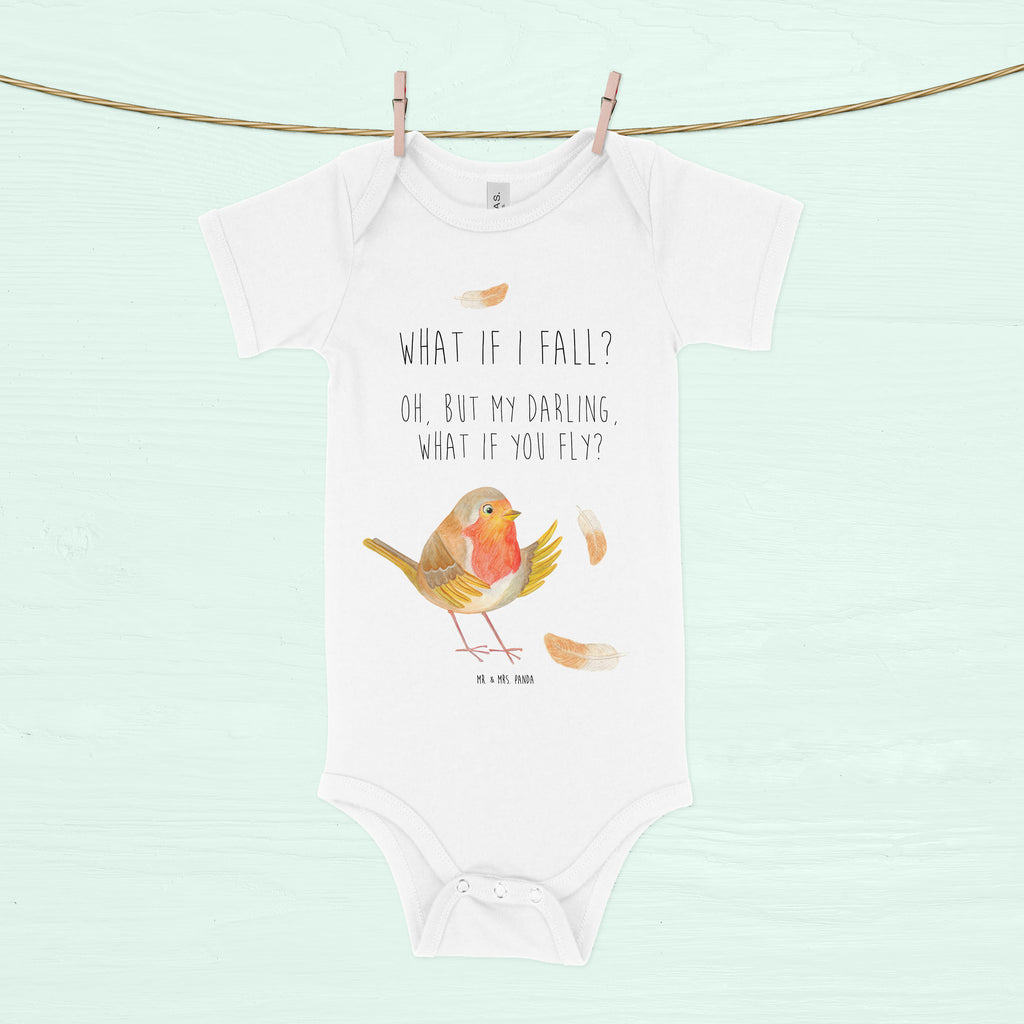 Organic Baby Body Rotkehlchen mit Federn Babykleidung, Babystrampler, Strampler, Wickelbody, Baby Erstausstattung, Junge, Mädchen, Tiermotive, Gute Laune, lustige Sprüche, Tiere, What if i fall, Rotkehlchen, Spruch Motivation, Spruch Mut, Vogel, Motivation Sprüche, Motivationsbilder, fliegen