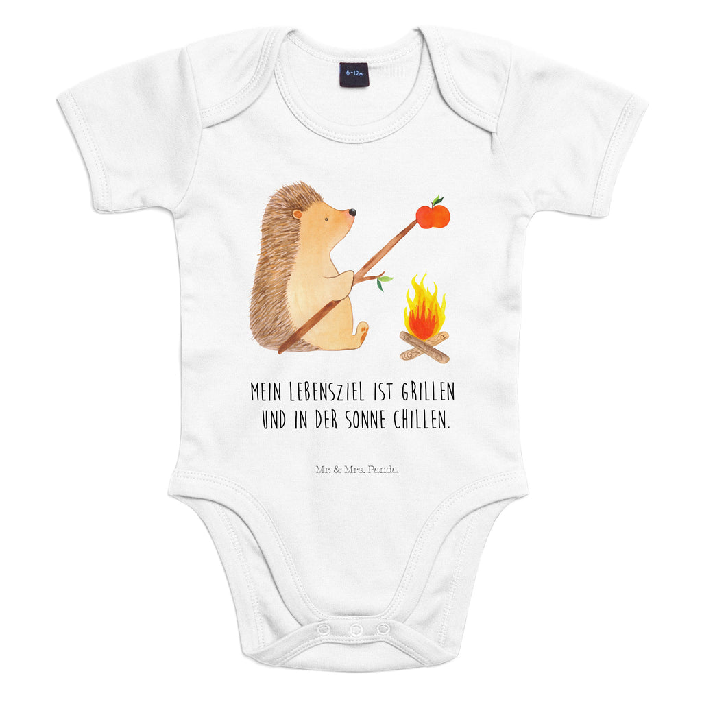 Organic Baby Body Igel grillt Babykleidung, Babystrampler, Strampler, Wickelbody, Baby Erstausstattung, Junge, Mädchen, Tiermotive, Gute Laune, lustige Sprüche, Tiere, Igel, Grillen, Ziele, Motivation, arbeitslos, Sinn des Lebens, Spruch