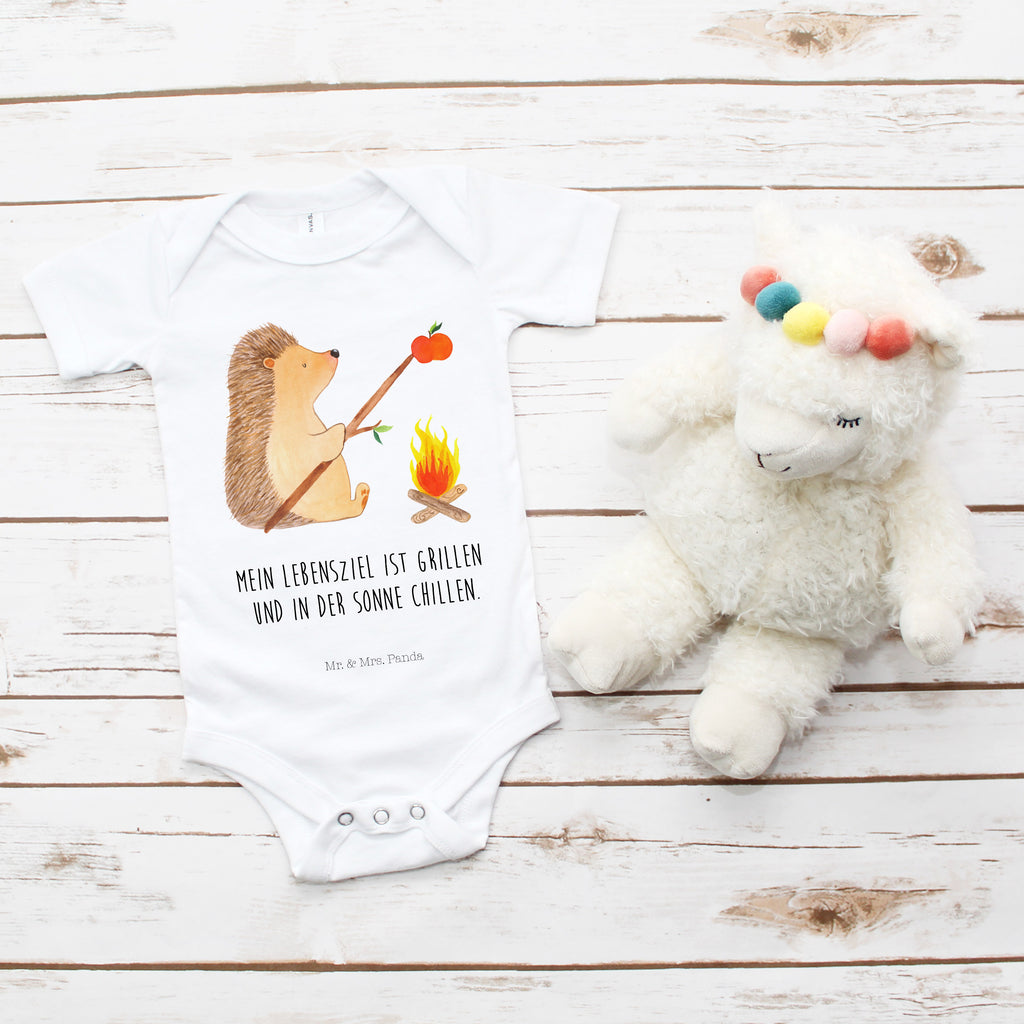 Organic Baby Body Igel grillt Babykleidung, Babystrampler, Strampler, Wickelbody, Baby Erstausstattung, Junge, Mädchen, Tiermotive, Gute Laune, lustige Sprüche, Tiere, Igel, Grillen, Ziele, Motivation, arbeitslos, Sinn des Lebens, Spruch
