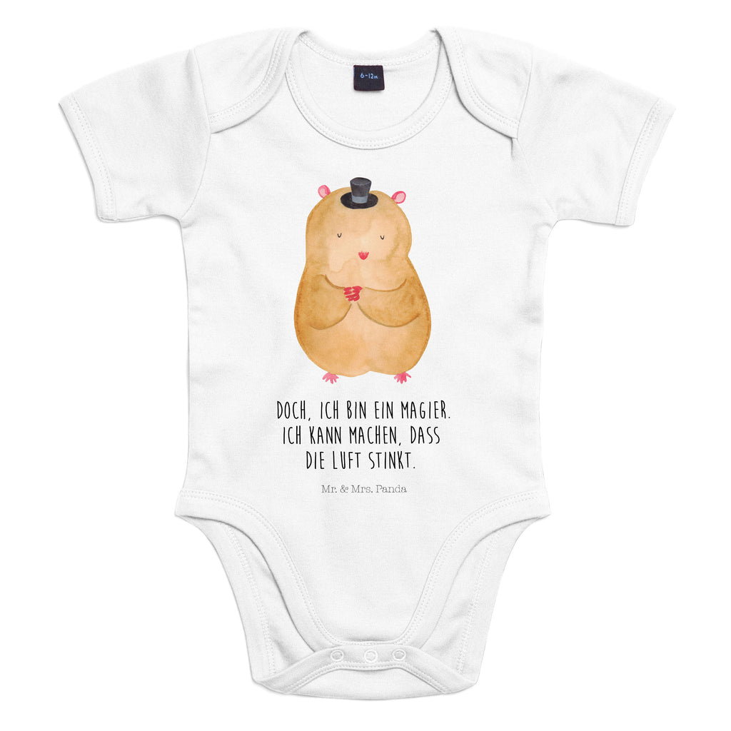 Organic Baby Body Hamster mit Hut Babykleidung, Babystrampler, Strampler, Wickelbody, Baby Erstausstattung, Junge, Mädchen, Tiermotive, Gute Laune, lustige Sprüche, Tiere, Hamster, Hut, Magier, Zylinder, Zwerghamster, Zauberer, Houdini