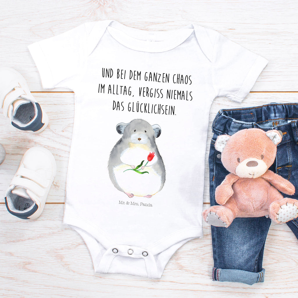Organic Baby Body Chinchilla mit Blume Babykleidung, Babystrampler, Strampler, Wickelbody, Baby Erstausstattung, Junge, Mädchen, Tiermotive, Gute Laune, lustige Sprüche, Tiere, Chinchilla, Chinchillas, Liebeskummer, Kummer, Depressionen, traurig sein, Chaos, Glücklichsein, Büro, Büroalltag