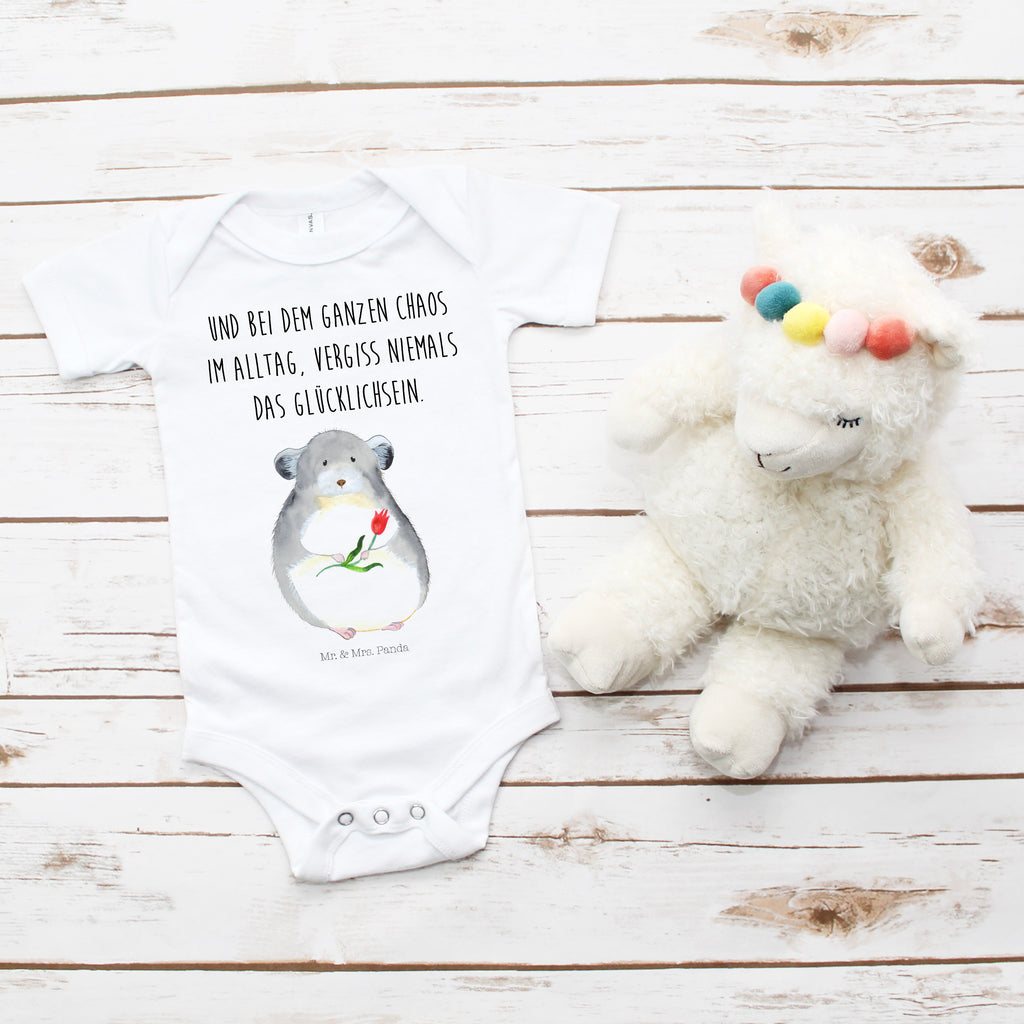 Organic Baby Body Chinchilla mit Blume Babykleidung, Babystrampler, Strampler, Wickelbody, Baby Erstausstattung, Junge, Mädchen, Tiermotive, Gute Laune, lustige Sprüche, Tiere, Chinchilla, Chinchillas, Liebeskummer, Kummer, Depressionen, traurig sein, Chaos, Glücklichsein, Büro, Büroalltag