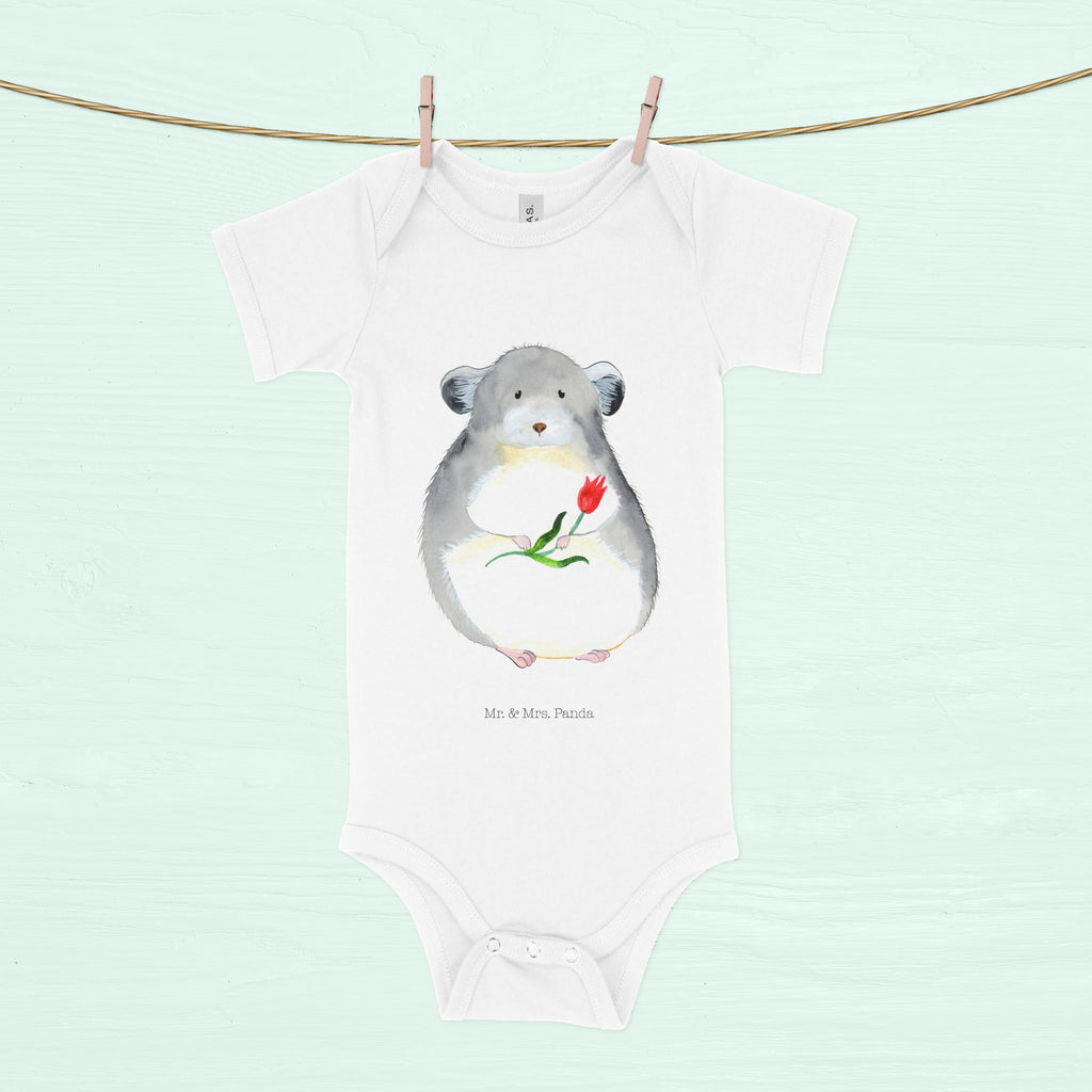 Organic Baby Body Chinchilla mit Blume Babykleidung, Babystrampler, Strampler, Wickelbody, Baby Erstausstattung, Junge, Mädchen, Tiermotive, Gute Laune, lustige Sprüche, Tiere, Chinchilla, Chinchillas, Liebeskummer, Kummer, Depressionen, traurig sein, Chaos, Glücklichsein, Büro, Büroalltag