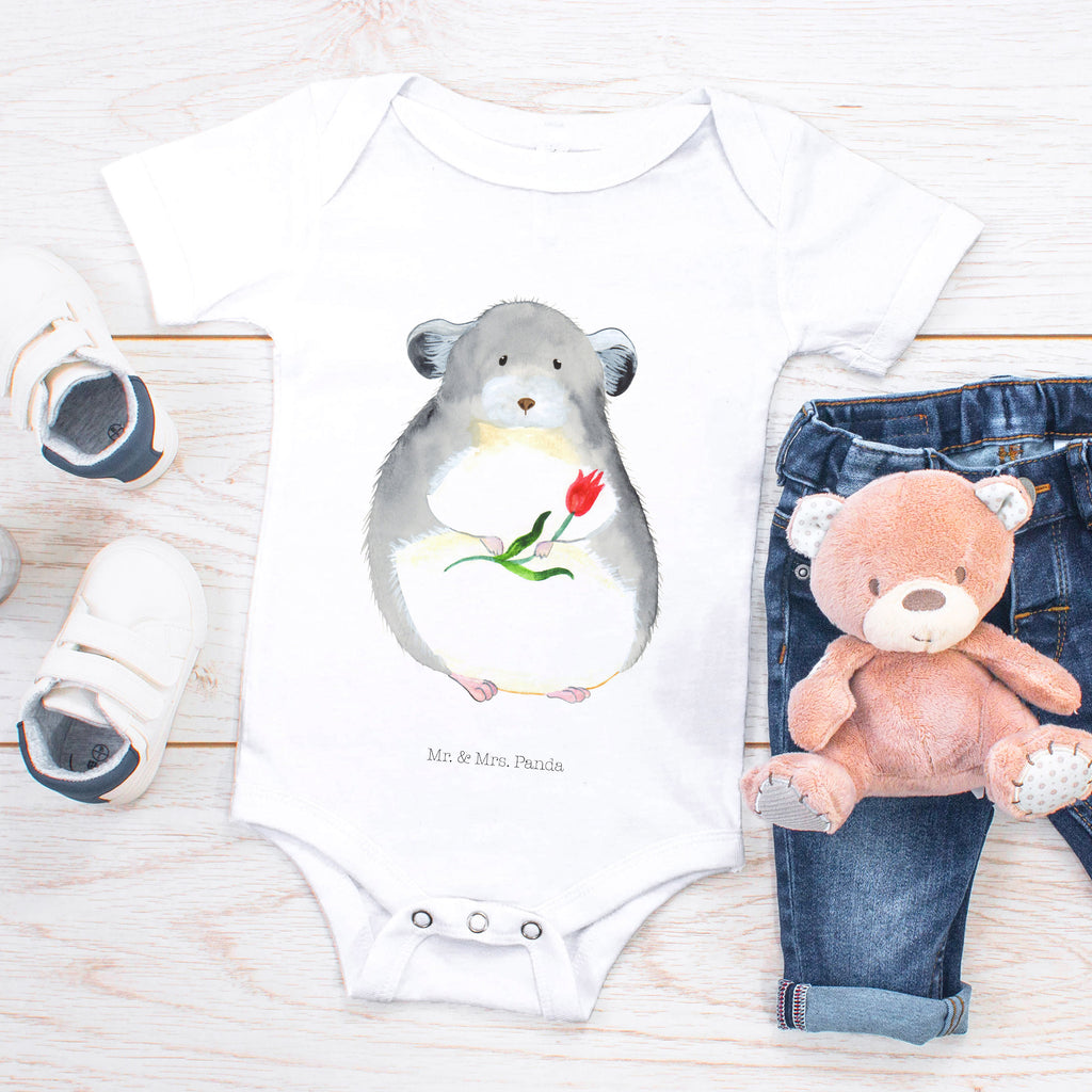 Organic Baby Body Chinchilla mit Blume Babykleidung, Babystrampler, Strampler, Wickelbody, Baby Erstausstattung, Junge, Mädchen, Tiermotive, Gute Laune, lustige Sprüche, Tiere, Chinchilla, Chinchillas, Liebeskummer, Kummer, Depressionen, traurig sein, Chaos, Glücklichsein, Büro, Büroalltag