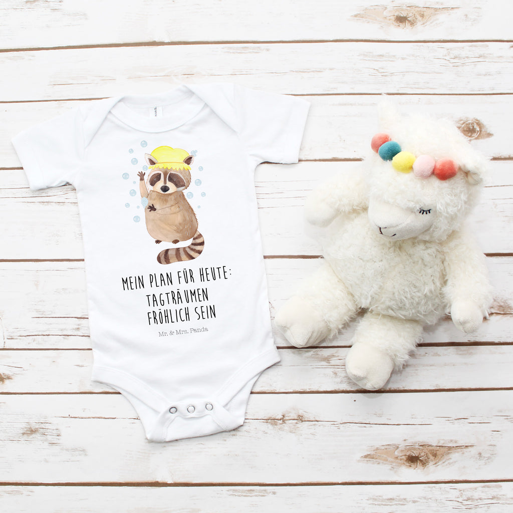 Organic Baby Body Waschbär Babykleidung, Babystrampler, Strampler, Wickelbody, Baby Erstausstattung, Junge, Mädchen, Tiermotive, Gute Laune, lustige Sprüche, Tiere, Waschbär, Tagträumen, Plan, Fröhlich, waschen, Seifenblasen